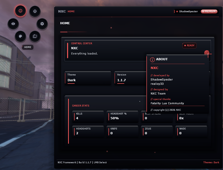 NXC.Lua Home with About Popup